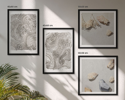 Conjunto de 4 quadros com moldura Formas abstratas modernas