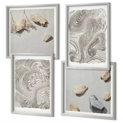 Conjunto de 4 quadros com moldura com estampas de formas abstratas modernas