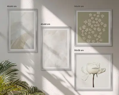 Conjunto de quadros com estampas de flores em estilo boho e texturas