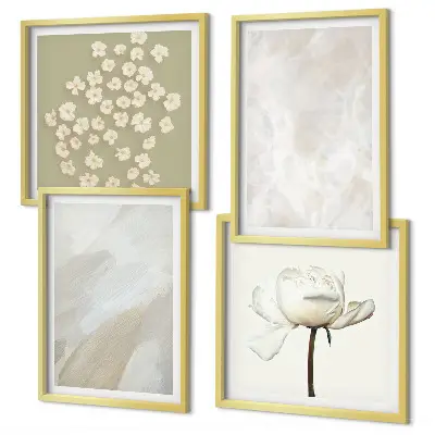 Conjunto de quadros com estampas de flores em estilo boho e texturas