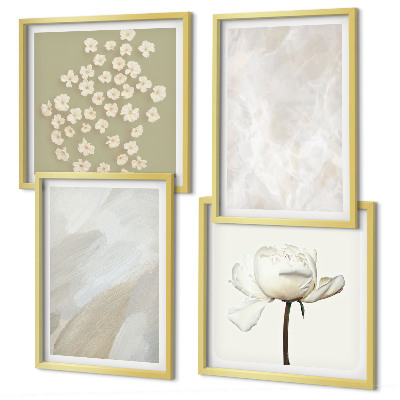 Composição de quadros Flores, estilo boho, texturas