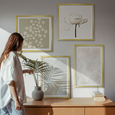 Composição de quadros Flores, estilo boho, texturas