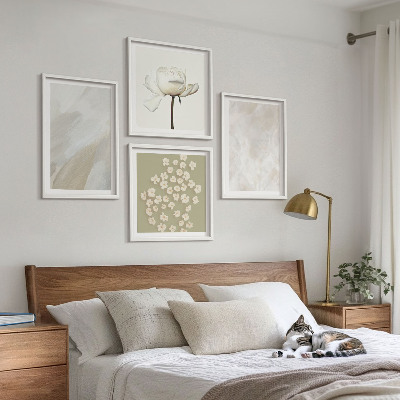 Composição de quadros Flores, estilo boho, texturas