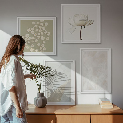 Composição de quadros Flores, estilo boho, texturas