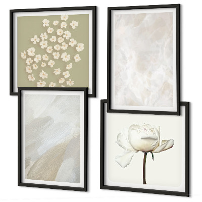 Composição de quadros Flores, estilo boho, texturas