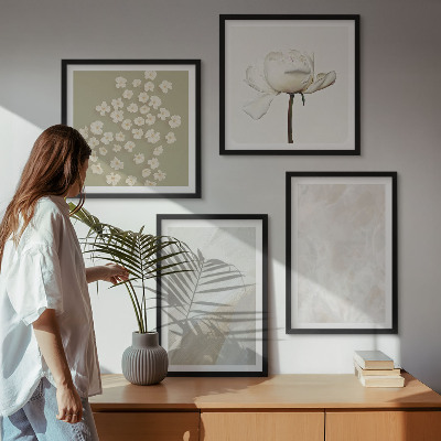 Composição de quadros Flores, estilo boho, texturas