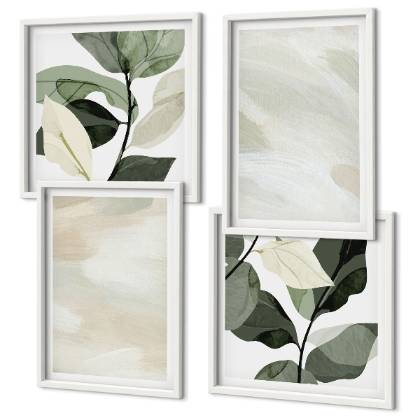 Conjunto de 4 quadros com moldura Pinturas boho abstratas e vibrantes