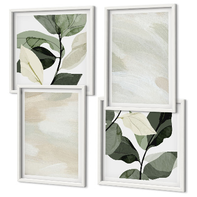 Conjunto de 4 quadros com moldura Pinturas boho abstratas e vibrantes