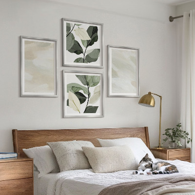 Conjunto de 4 quadros com moldura Pinturas boho abstratas e vibrantes