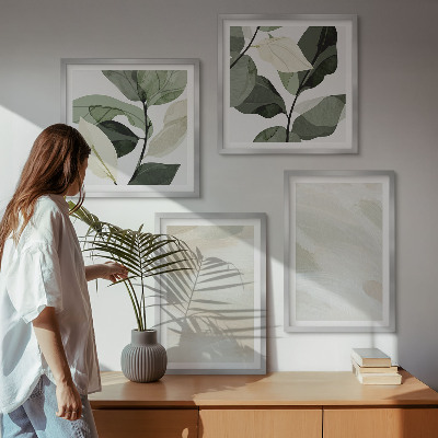 Conjunto de 4 quadros com moldura Pinturas boho abstratas e vibrantes