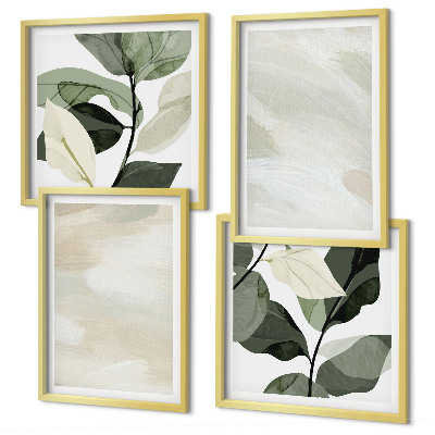Conjunto de 4 quadros com moldura Pinturas boho abstratas e vibrantes
