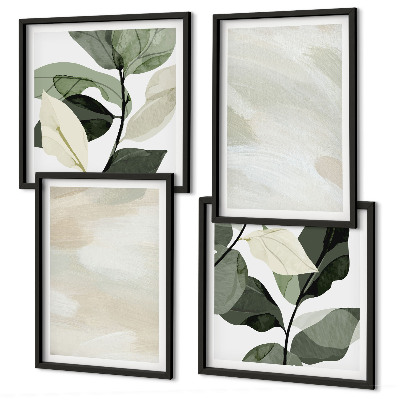 Conjunto de 4 quadros com moldura Pinturas boho abstratas e vibrantes