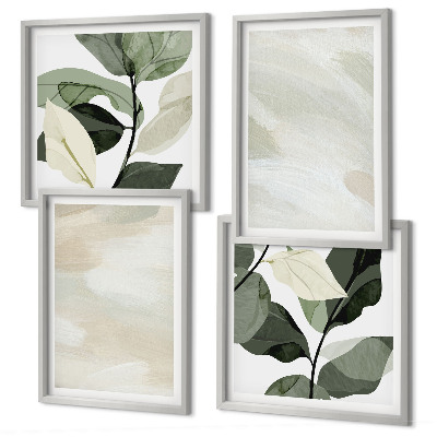 Conjunto de 4 quadros com moldura Pinturas boho abstratas e vibrantes