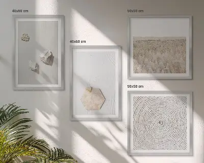 Políptico com moldura estampa de texturas de areia estilo boho
