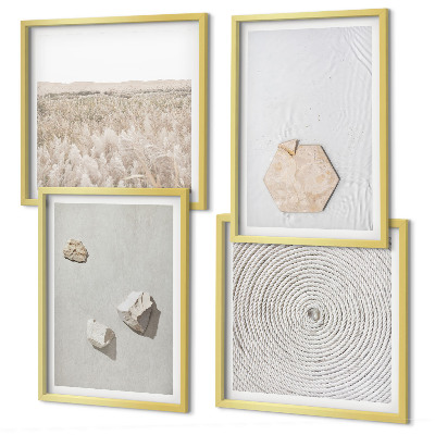 Políptico com moldura Texturas de areia boho leves
