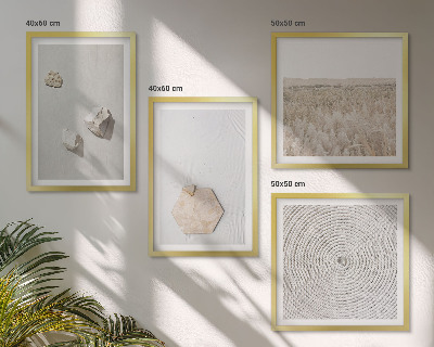 Políptico com moldura Texturas de areia boho leves