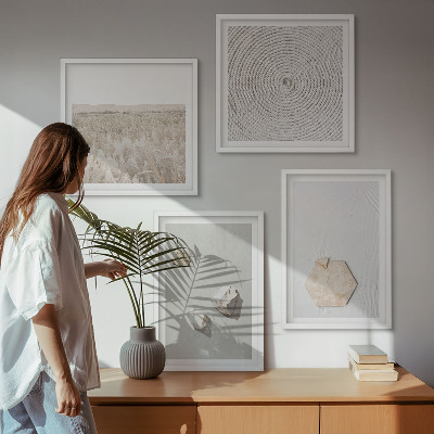 Políptico com moldura Texturas de areia boho leves