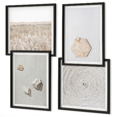 Políptico com moldura Texturas de areia boho leves