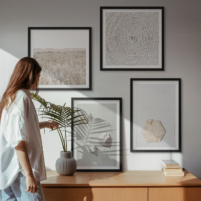 Políptico com moldura Texturas de areia boho leves