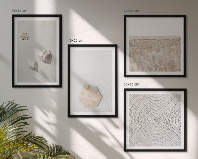Políptico com moldura Texturas de areia boho leves