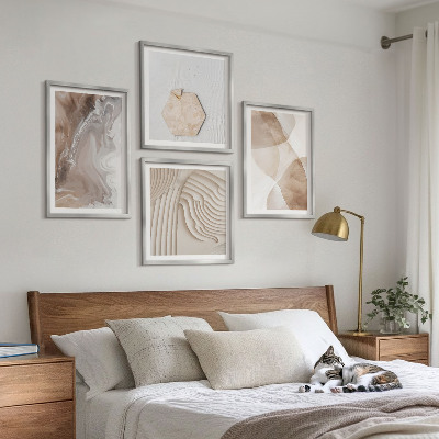 Conjunto de 4 quadros com moldura Estruturas abstratas pintadas