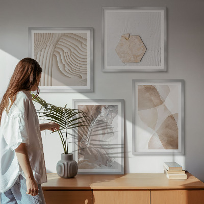Conjunto de 4 quadros com moldura Estruturas abstratas pintadas