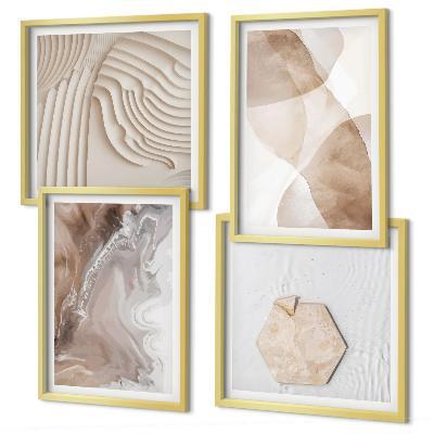 Conjunto de 4 quadros com moldura Estruturas abstratas pintadas