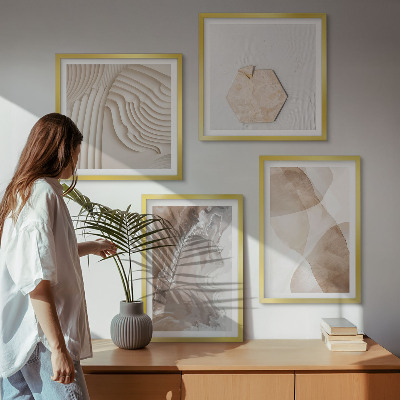 Conjunto de 4 quadros com moldura Estruturas abstratas pintadas