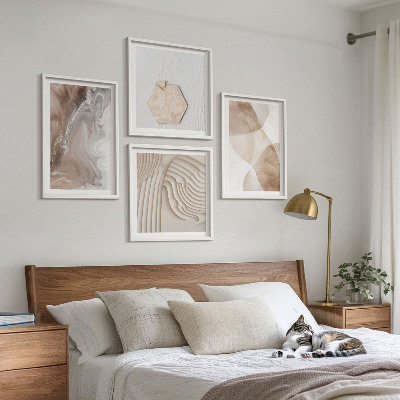 Conjunto de 4 quadros com moldura Estruturas abstratas pintadas