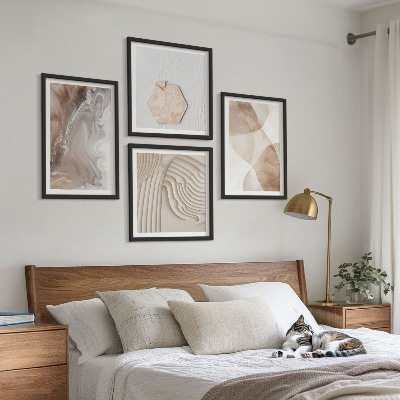 Conjunto de 4 quadros com moldura Estruturas abstratas pintadas