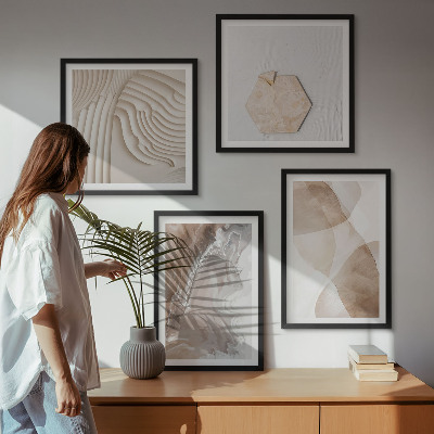 Conjunto de 4 quadros com moldura Estruturas abstratas pintadas