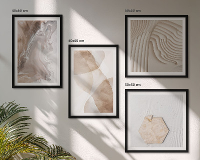 Conjunto de 4 quadros com moldura Estruturas abstratas pintadas