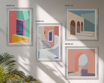 Políptico com moldura Edifícios modernos e coloridos