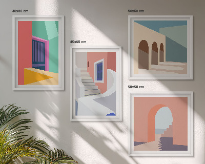 Políptico com moldura Edifícios modernos e coloridos
