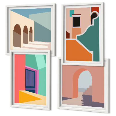 Composição de quadros Ilustrações coloridas da cidade