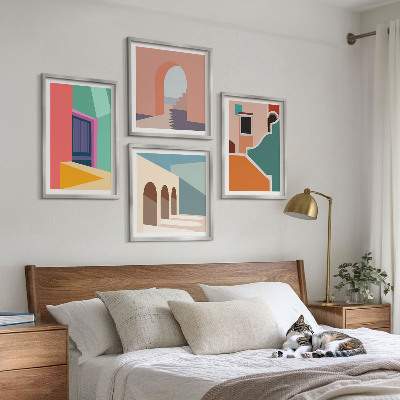 Composição de quadros Ilustrações coloridas da cidade