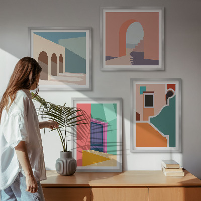 Composição de quadros Ilustrações coloridas da cidade