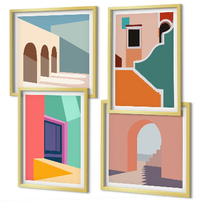 Composição de quadros Ilustrações coloridas da cidade