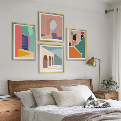 Composição de quadros Ilustrações coloridas da cidade