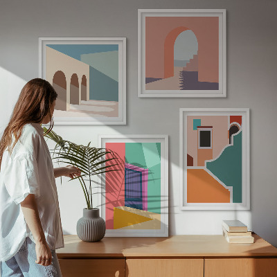 Composição de quadros Ilustrações coloridas da cidade