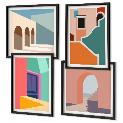 Composição de quadros Ilustrações coloridas da cidade