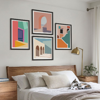 Composição de quadros Ilustrações coloridas da cidade
