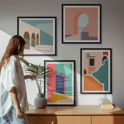 Composição de quadros Ilustrações coloridas da cidade