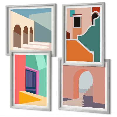 Composição de quadros Ilustrações coloridas da cidade