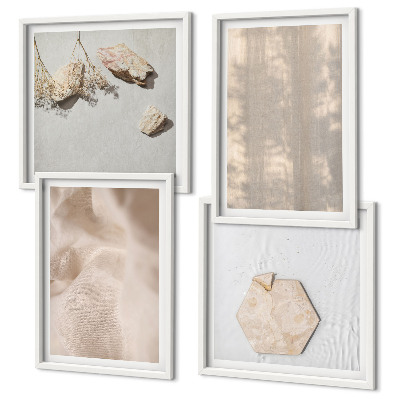 Conjunto de 4 quadros com moldura Texturas naturais sutis em estilo boho