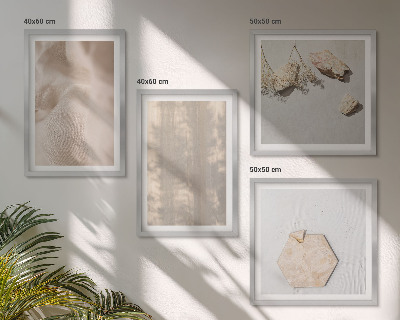 Conjunto de 4 quadros com moldura Texturas naturais sutis em estilo boho