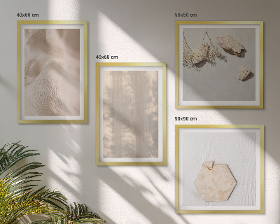 Conjunto de 4 quadros com moldura Texturas naturais sutis em estilo boho