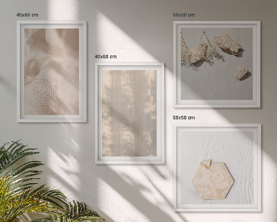 Conjunto de 4 quadros com moldura Texturas naturais sutis em estilo boho