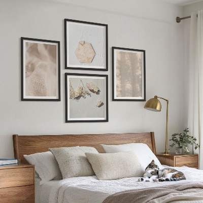 Conjunto de 4 quadros com moldura Texturas naturais sutis em estilo boho