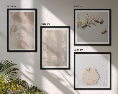 Conjunto de 4 quadros com moldura Texturas naturais sutis em estilo boho